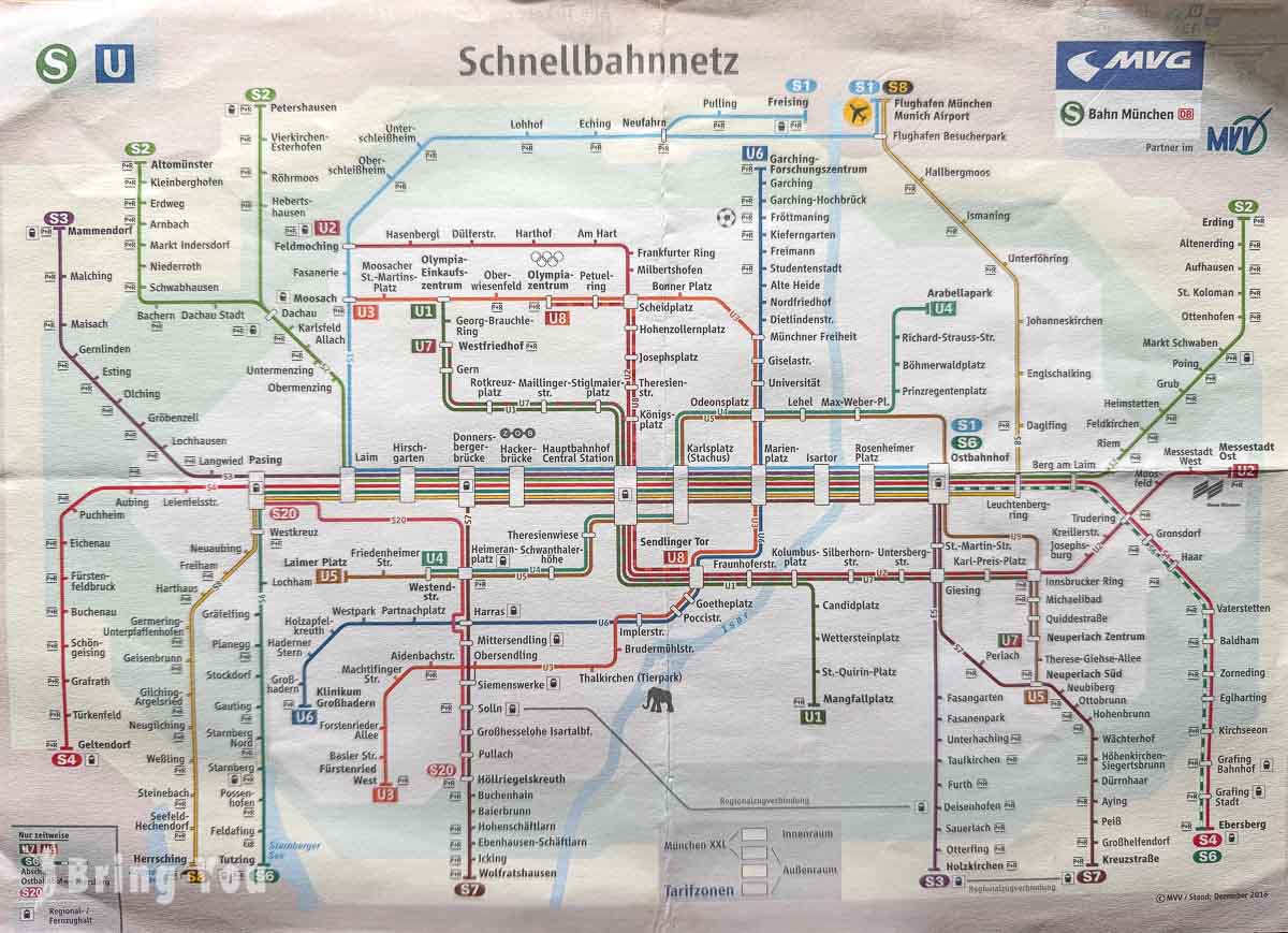 慕尼黑 地鐵 S-Bahn、地鐵 U-Bahn 路線圖